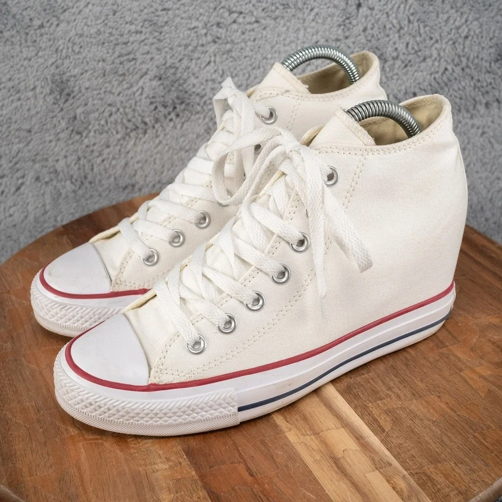 Converse Chuck Taylor All Star‎ Lux Hi High Hidden Heel Wedge White Womens 8.5